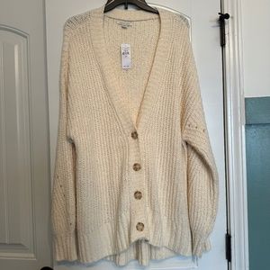 American Eagle  Oversized Soft Button Front Cardigan  - Cream